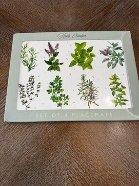 New The Leonardo Collection Herb Garden Placemats Cork Backed Set of 4 11”X8”